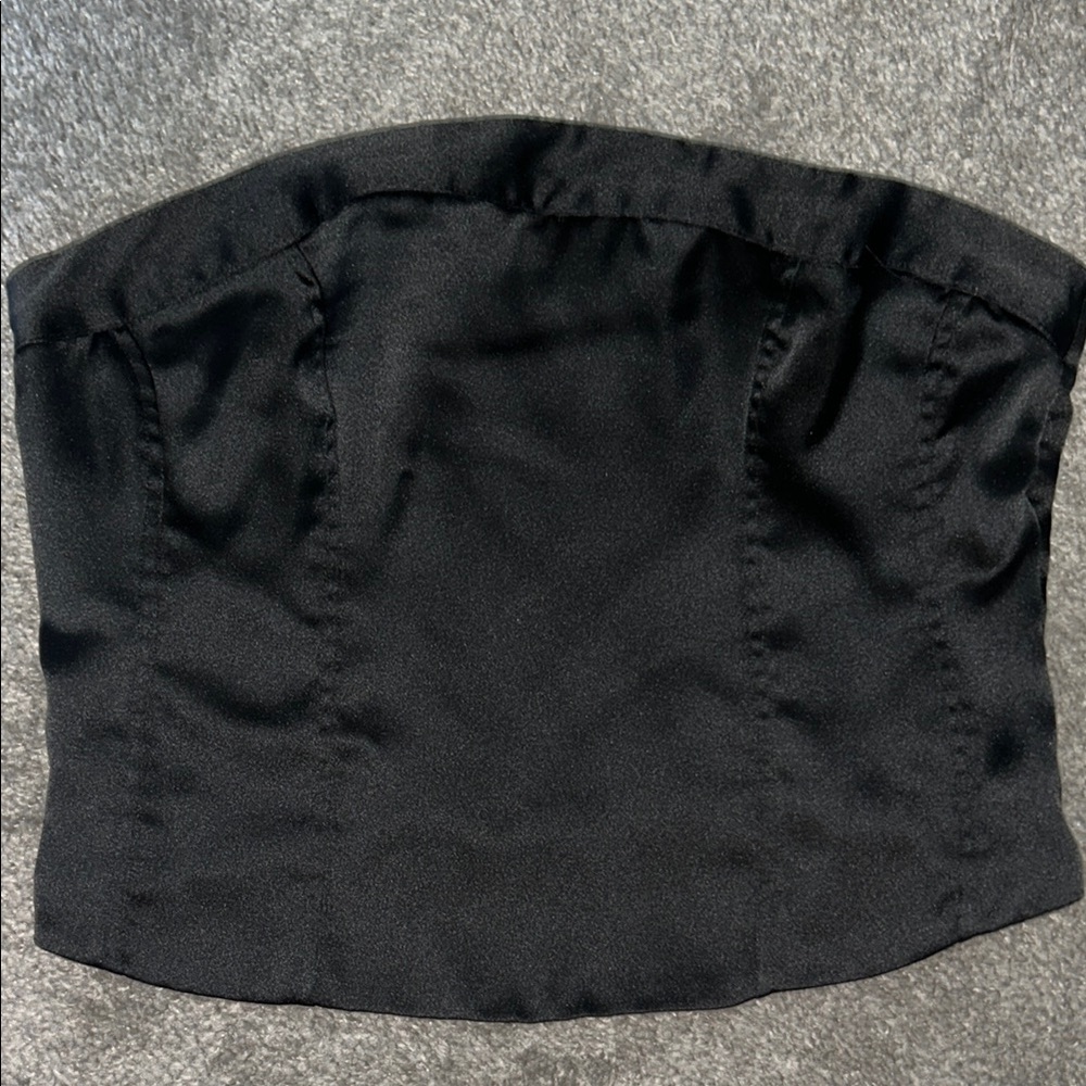 Elegant Black Satin Tube Top
